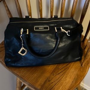 DKNY black leather handbag